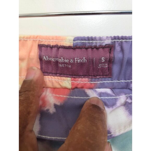 Abercrombie & Fitch Mens Tie-Dye Swim Shorts With Drawstring Waist & Back Pocket - Picture 9 of 9